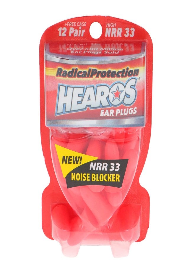 Hearos Radical Protection Foam Ear Plugs, Hearing Protection, NRR 33, 12 Pair, Orange (5801) - Image 1